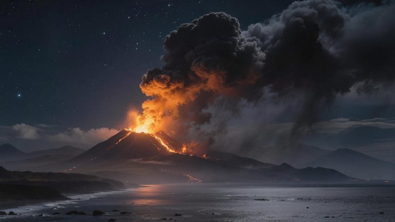 Erupsi Gunung Anak Krakatau memuntahkan lava dan abu vulkanik di Selat Sunda